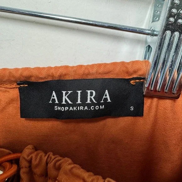 Akira Y3K Utility Chic Guardian Cargo Maxi Skirt S Orange String Elastic Waist - Picture 8 of 11